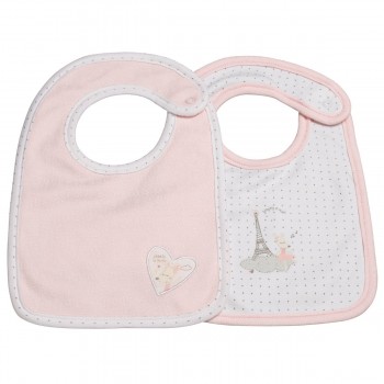 Lot de 2 bavoirs en coton Rose