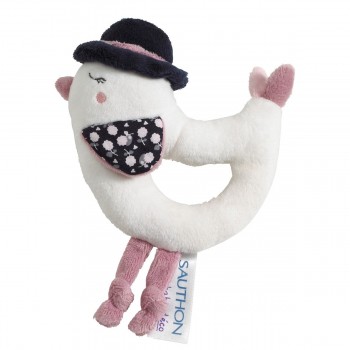 Hochet Oiseau en velours blanc